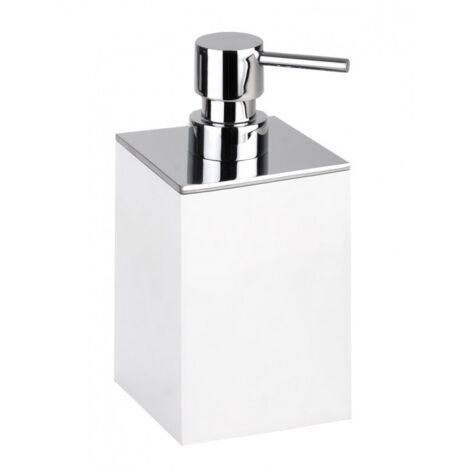 Distributeur de savon liquide carré à poser GAMMA en laiton chrome mat / 200 ml-Blanc-Blanc-7.5 -- (1/2)