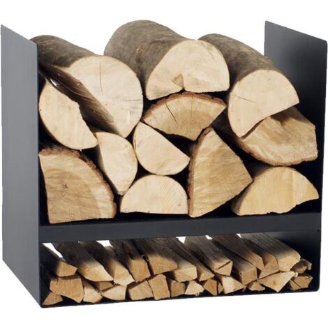 Rack à bûches en acier noir 45x30x40 cm – Compartiment pour bûchettes – Fabrication européenne – Design moderne – Farmcook
