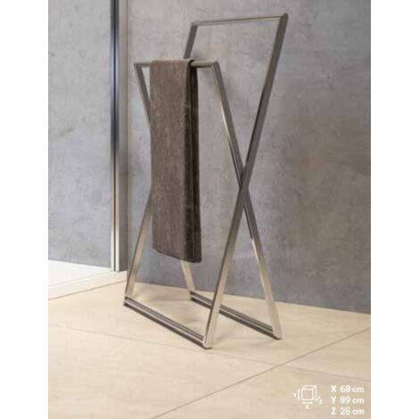 Porte-serviettes Vintage Sur Pied – 2 Barres + Anneau – Chrome Et Laiton Doré