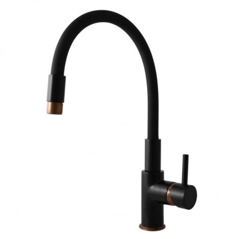 Mitigeur évier flexible à mémoire de forme SEINA en laiton noir rosé (1/4)