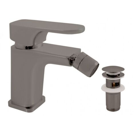 Mitigeur bidet YUKON en laiton métal gris brossé avec siphon (1/3)