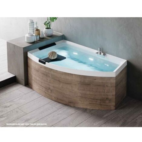 Baignoire d'angle acrylique NOVELLINI DIVINA O 165x98 cm-Blanc-Droite-Blanc-98 --