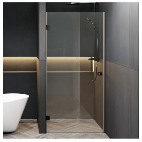 Porte de douche battante à charnières noires SCANDIC NXT 101 RIHO 80x200 cm-Noir-Gauche-Noir-80 -- (1/5)