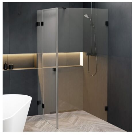 Cabine de douche d'angle SCANDIC NXT 203 RIHO 90x90 x200cm à charnière noire-Noir-Droite-Noir-90 -- (1/2)