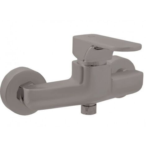 Mitigeur douche sans douchette YUKON en laiton gris métal brossé (1/2)