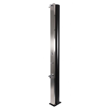 Douche de piscine solaire ULTIMATE 60L avec rince pieds temporisé-Acier inoxydable-Acier inoxydable-21.5 --