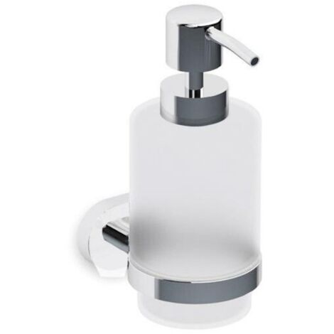Distributeur de savon mural YUKON en verre et laiton blanc chromé 200 ml (1/5)