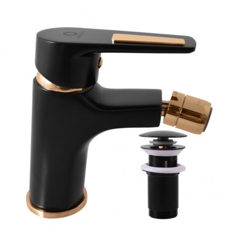 Mitigeur bidet COLORADO en laiton noir doré avec siphon (1/4)