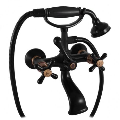 Mélangeur baignoire MORAVA RETRO laiton noir mat et bronze (1/5)