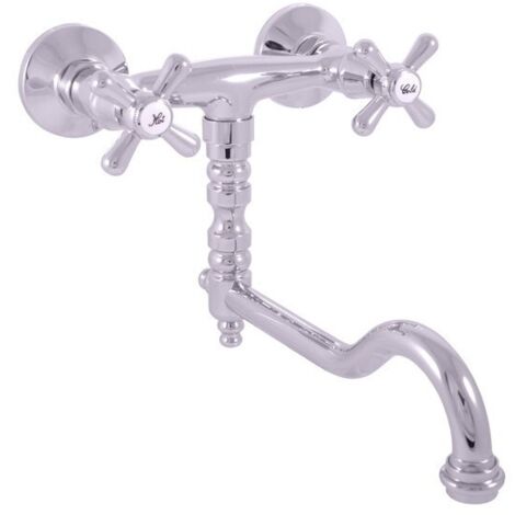 Mélangeur lavabo MORAVA RETRO pivotant en laiton chromé (1/4)