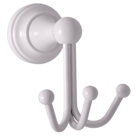 Patère triple rétro MORAVA en laiton blanc 11,5x8,2x11,6 cm (1/2)
