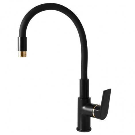 Mitigeur évier à mémoire de forme en laiton noir doré COLORADO H. 36 cm (1/3)