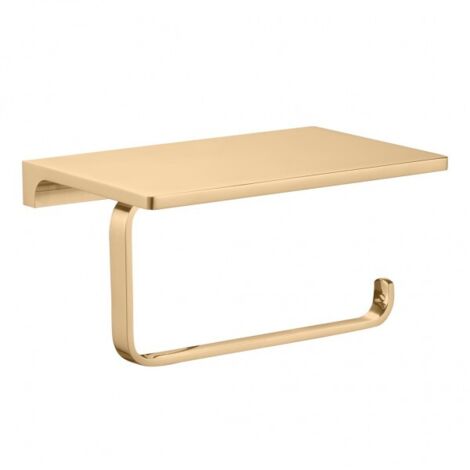 Porte papier toilettes mural avec étagère NIL en laiton doré 15,8 cm (1/2)