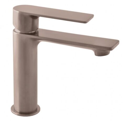 Mitigeur lavabo NIL en laiton métal gris brossé sans siphon (1/2)
