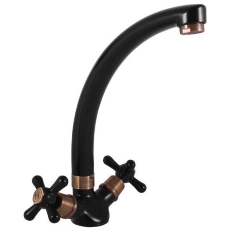 Mélangeur évier haut MORAVA pivotant en laiton noir mat H 22,9 cm (1/4)