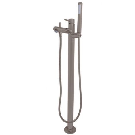 Mitigeur baignoire sur pied SEINA en laiton gris métal brossé H. 93,2 cm (1/4)
