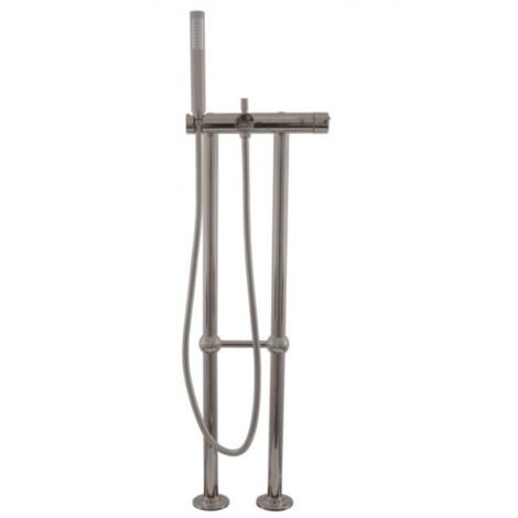 Mitigeur baignoire sur pied SEINA en laiton gris métal poli H. 106 cm (1/4)