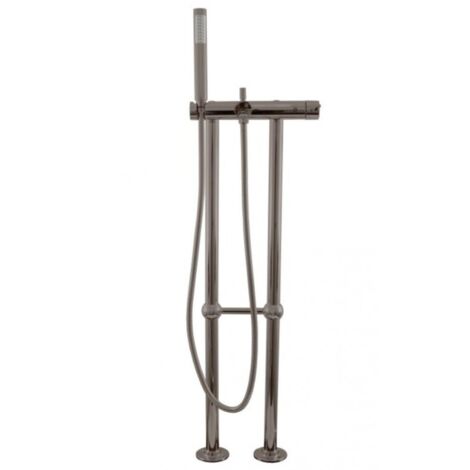 Mitigeur baignoire sur pied SEINA en laiton gris métal brossé H. 106 cm (1/4)