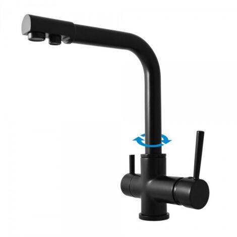 Mitigeur évier SEINA avec séparateur d'eau potable et d'usage laiton noir H.33,5 cm (1/5)