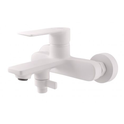 Mitigeur De Baignoire Mural Blanc Cascade – Robinet Fixe En Cuivre, Large Débit, Valve Céramique, Arrivée Standard G1/2 – Pour Salle De Bain