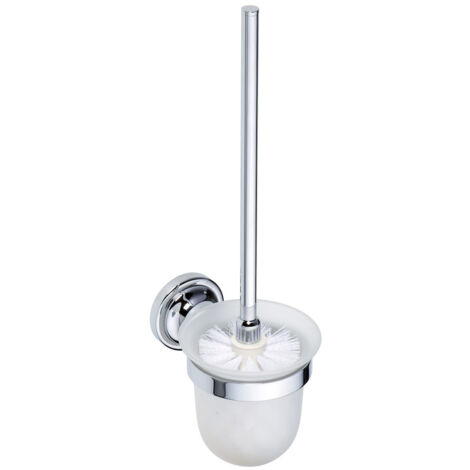 Brosse murale de toilette RETRO en chrome, bol en verre 11x36x15 cm (1/4)