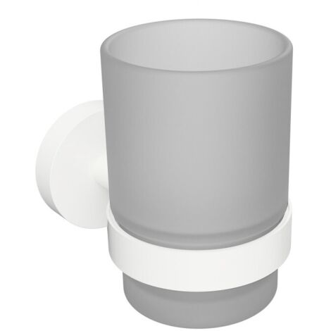 Porte-verre mural WHITE en laiton blanc et en verre 7x9,5x10,5cm (1/5)