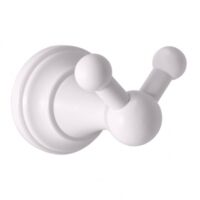 Patère double rétro MORAVA en laiton blanc 7,85x5,85x5,95 cm