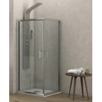 Cabine de douche carrée NEW FLORA 100 80x80 x180 cm profilé chromé
