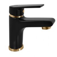 Mitigeur lavabo COLORADO en laiton noir doré sans siphon