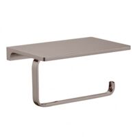 Porte papier toilettes mural avec étagère NIL en laiton métal gris poli 15,8 cm