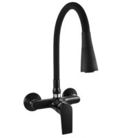 Mitigeur évier mural flexible à mémoire de forme COLORADO en laiton noir H. 32,3 cm