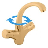 Mitigeur lavabo thermostatique en laiton doré brossé