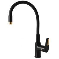 Mitigeur évier à mémoire de forme en laiton noir mat doré COLORADO H. 36 cm