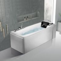 Baignoire balnéo complète à 6 jets avec appui-tête, robinet et tabliers 170x70 x58cm