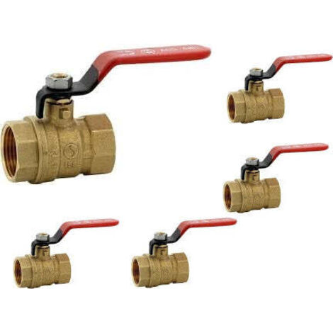 Vanne sphère laiton titré 4MS 15S femelle femelle BSP poignée rouge 3/4'' - Lot de 5 (1/2)