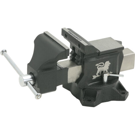 Peugeot – Étau d'établi pivotant 100 mm – Ouverture 110 mm – Construction en fonte métal à graphite sphéroïdale – Base pivotante 360°