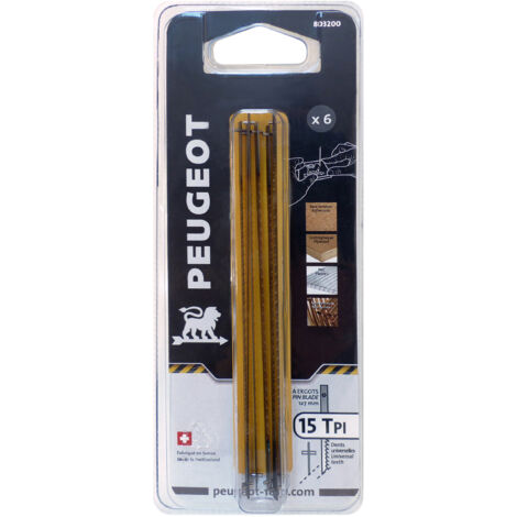 Peugeot – Lot de 6 lames de scie à main pour bois dur – Longueur 127mm – 15 dents par pouce – Précision de coupe pour chantournage