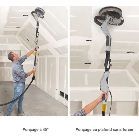 Ponceuse Plâtre Télescopique Peugeot 810W - Bras 1.6m LED Variateur Vitesse