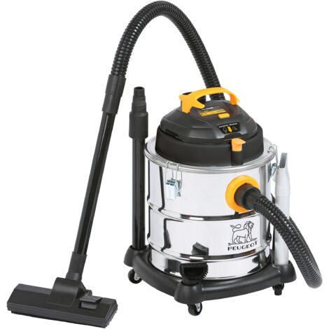 Peugeot – Aspirateur professionnel 1200W – Cuve inox 20L – Dépression 16KPa – Pour poussières sèches et cendres – Flexible 1,7m