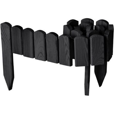 Garronda Beeteinfassung Holz Rollzaun Holzzaun 10 cm x 100 cm imprägniert Flexibler Rollborder Rasenkante Palisade Gartenzaun Umzäunung für Garten GD-0148, Graphite