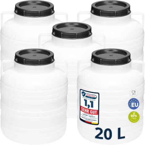 Set De 2 Barriles De 30 Litros De HDPE Sin BPA - Para Almacenar Agua, Alimentos O Pienso, Tapa Atornillable, Boca Ancha