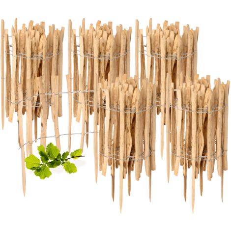 Garronda Gartenzaun zum Stecken aus Haselnüsse Zaun Garten Staketenzaun Beeteinfassung Holz Steckzaun Hochwertiger Gartenzaun für Ihren Garten GD-0156 (5 Stück, 60 cm x 500 cm)