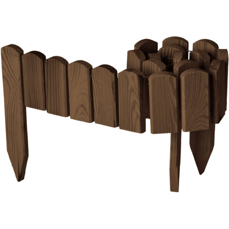 Garronda Beeteinfassung Holz Rollzaun Holzzaun 10 cm x 100 cm imprägniert Flexibler Rollborder Rasenkante Palisade Gartenzaun Umzäunung für Garten GD-0148, Dunkelbraun
