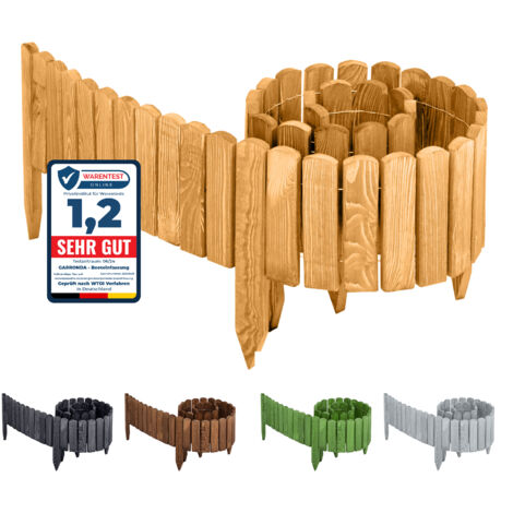 Garronda Beeteinfassung Holz Rollzaun Holzzaun 200 x 30 cm imprägniert Flexibler Rollborder Rasenkante Palisade Gartenzaun Umzäunung für Garten GD-0046 (Hellbraun, Höhe: 30 cm)
