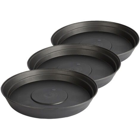 Garronda Untersetzer Blumentopf aus Kunststoff 1 Stück oder 3er Pack Plastik Pflanztopf Pflanzen Untersetzer rund für Pflanztöpfe Set GD-0023 (3 Stück Graphite, ⌀ 18cm H 3,5cm)