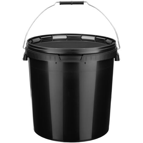 Garronda Eimer mit Deckel 20 L für die Lagerung von Lebensmittel- und Chemischen Produkten 1 Stück Schwarz GD-0104