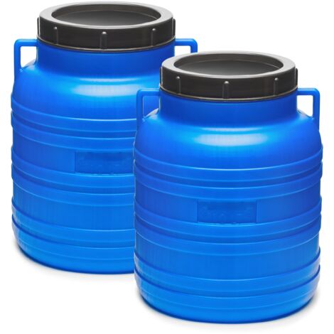 Garronda Set 2x 10 Liter Weithalsfass BPA-frei Futtertonne Fass Universalfass Lebensmittel Fass Regenfass für Garten Regentonne mit Deckel Regenwassertonne für Garten Wassertonne GD-0120, Blau