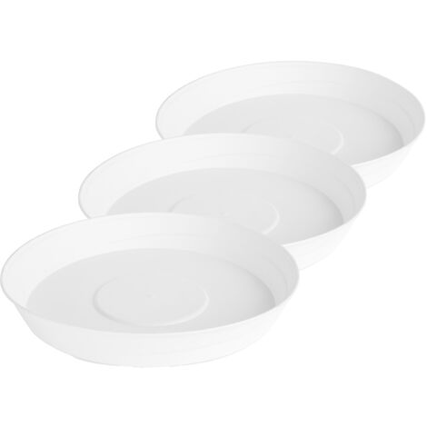 Garronda Untersetzer Blumentopf aus Kunststoff 1 Stück oder 3er Pack Plastik Pflanztopf Pflanzen Untersetzer rund für Pflanztöpfe Set GD-0023 (3 Stück Weiß, ⌀ 24cm H 4cm)