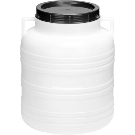 Garronda 30 Liter Weithalsfass aus BPA-freiem Futtertonne Fass Universalfass Lebensmittel Fass Regenfass für Garten Regentonne mit Deckel Regenwassertonne für Garten Wassertonne GD-0078, Weiß
