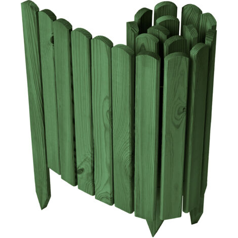 Garronda Beeteinfassung Holz Rollzaun Holzzaun 40 cm x 100 cm imprägniert Flexibler Rollborder Rasenkante Palisade Gartenzaun Umzäunung für Garten GD-0148, Dunkelgrün